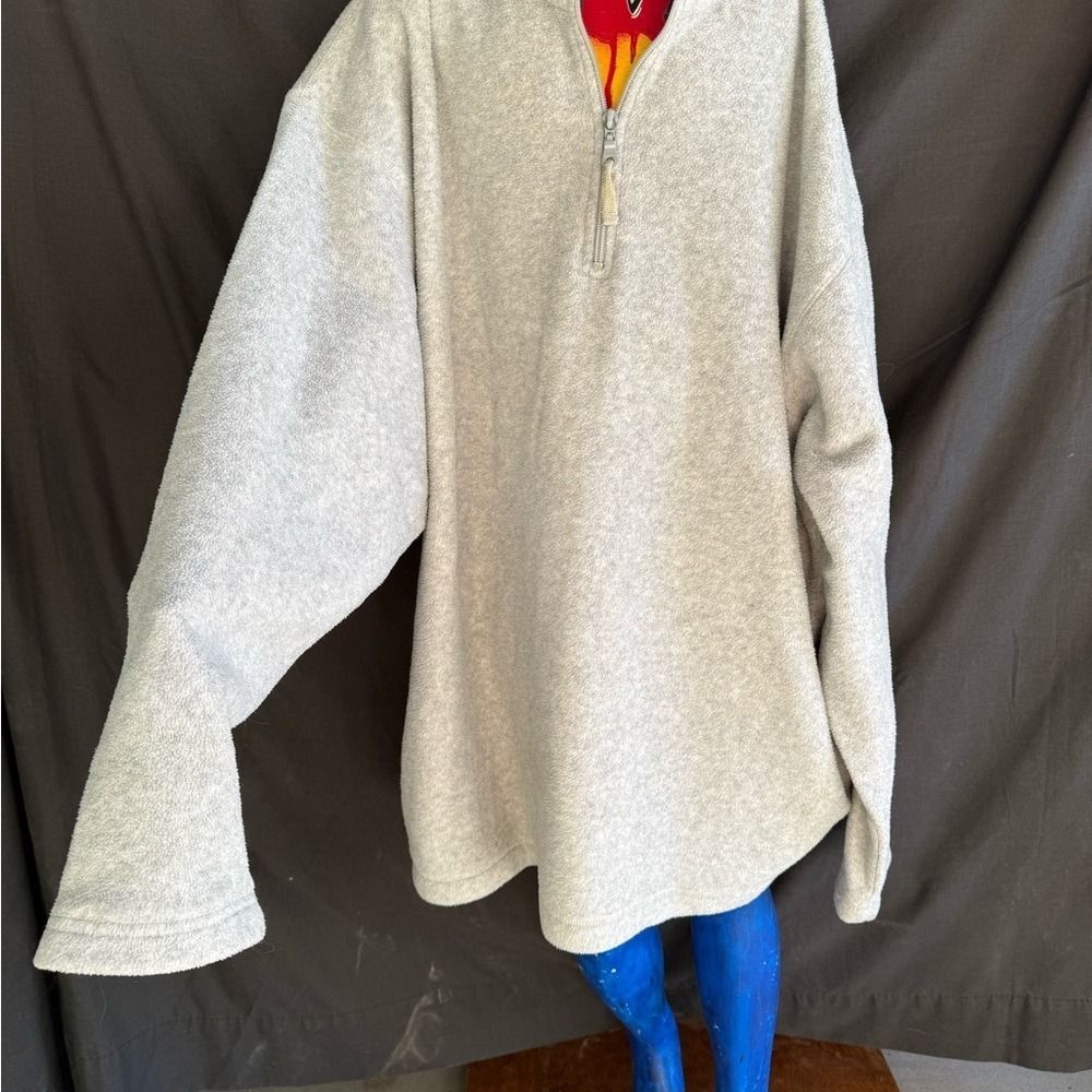Faded Glory Oatmeal Heather Quarter-Zip Fleece Pullover